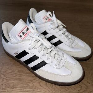 Adidas Samba Classic Indoor Soccer Shoes White With Black Stripes Unisex 7M/8.5W